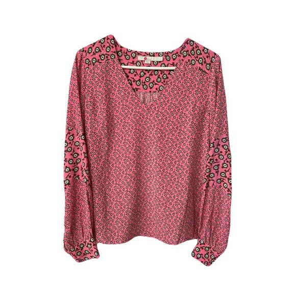 Boden Womens Size 6 Small Eva Ditsy Floral Print Boho Blouse Spring Pink Green - Picture 1 of 8